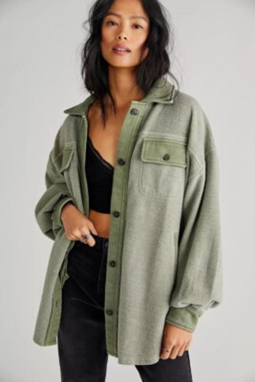 Free People Ruby Jacket Oversized in Jaded Green